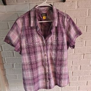 Cabela's Women's Casual Purple Plaid Shirt
